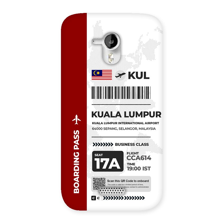 International Boarding Pass Kuala Lumpur Back Case for Canvas HD A116