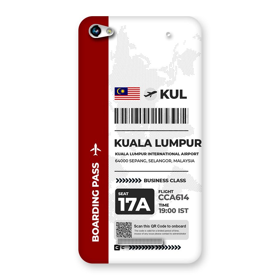 International Boarding Pass Kuala Lumpur Back Case for Canvas Hue 2 A316