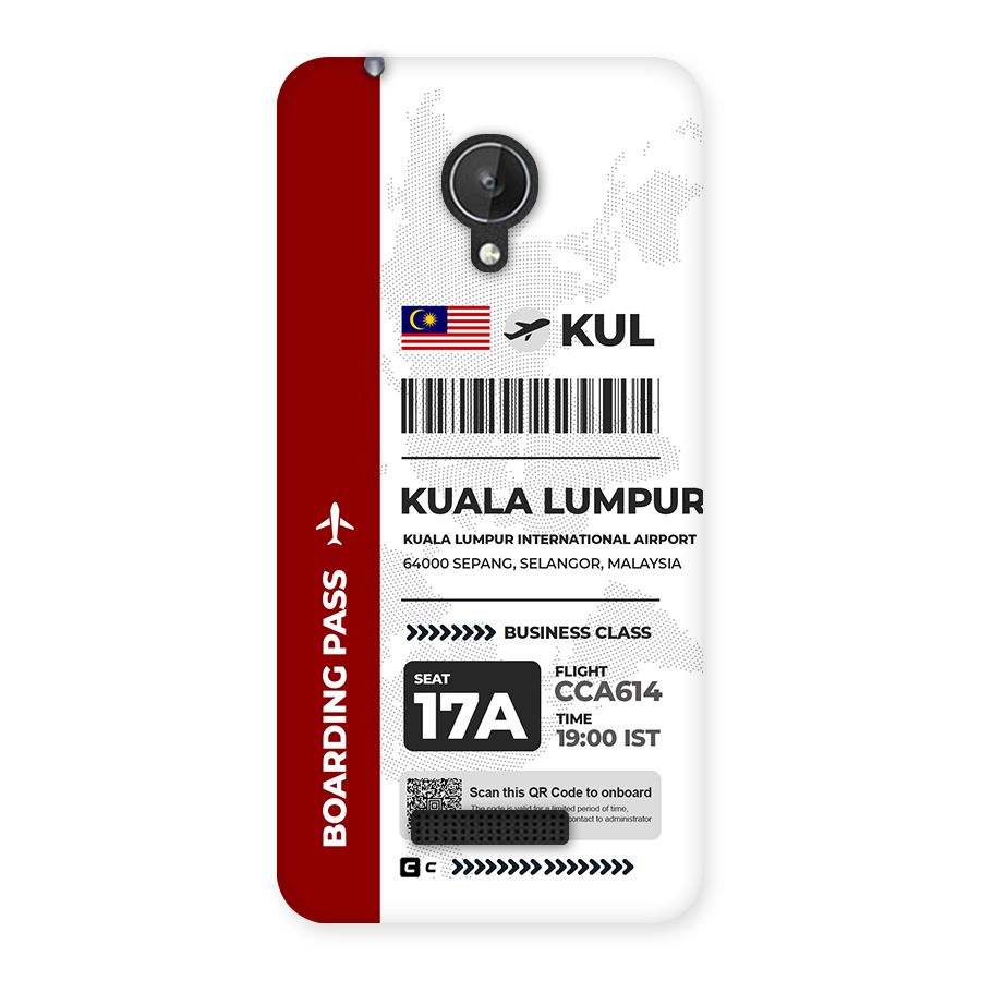 International Boarding Pass Kuala Lumpur Back Case for Canvas Spark Q380