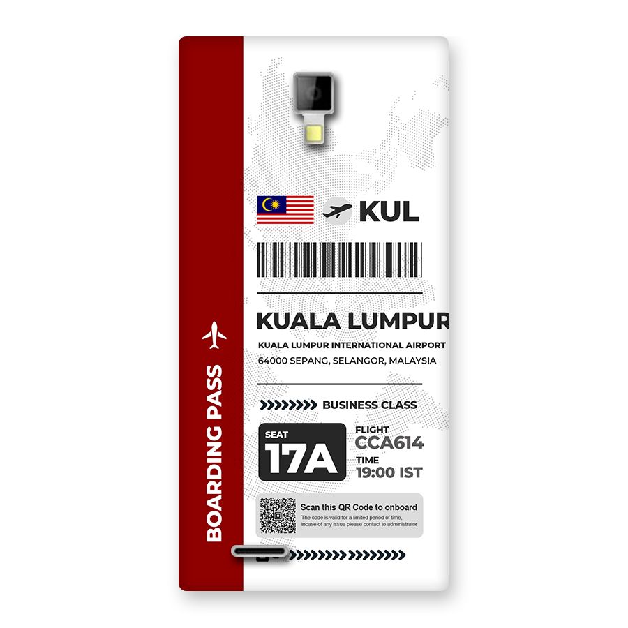 International Boarding Pass Kuala Lumpur Back Case for Canvas Xpress A99