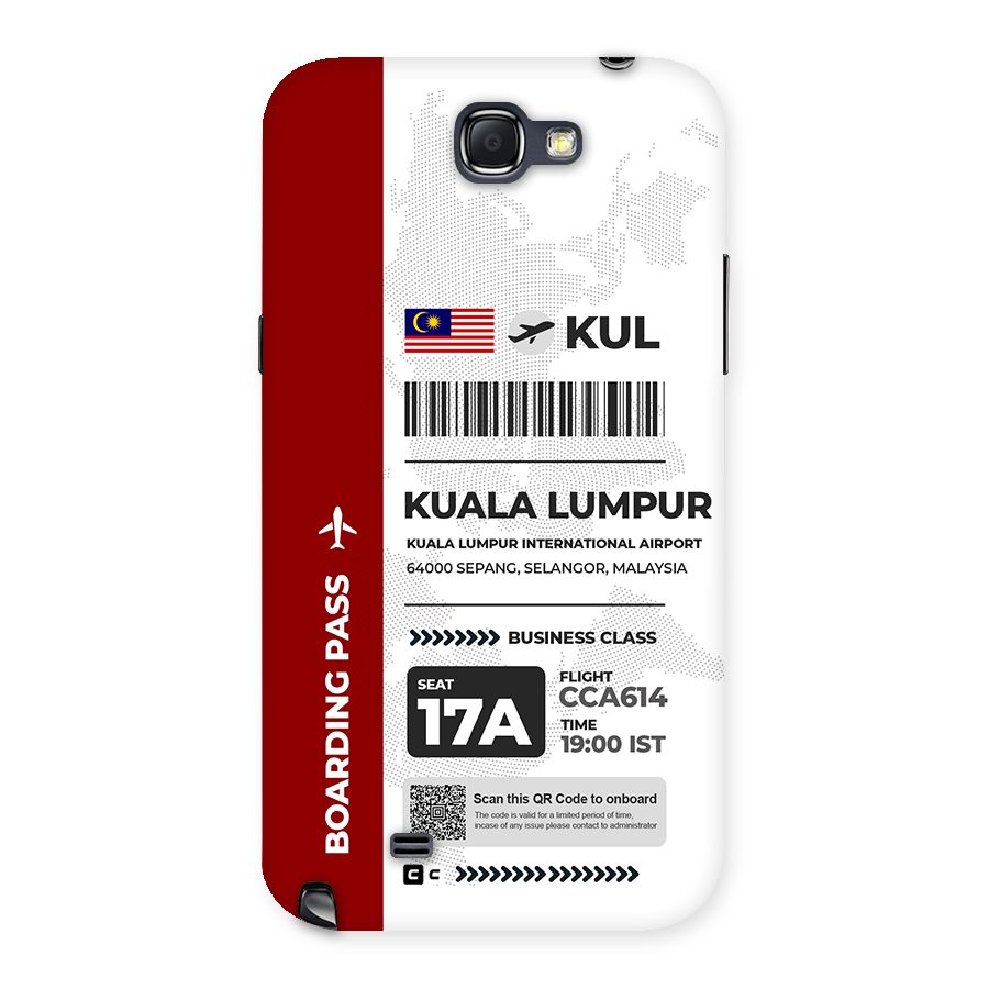 International Boarding Pass Kuala Lumpur Back Case for Galaxy Note 2