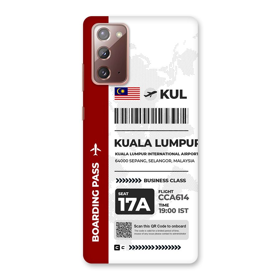 International Boarding Pass Kuala Lumpur Back Case for Galaxy Note 20