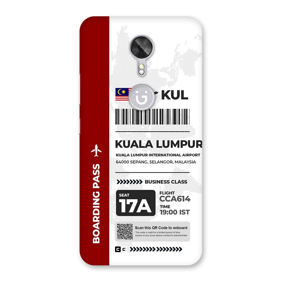 International Boarding Pass Kuala Lumpur Back Case for Gionee A1