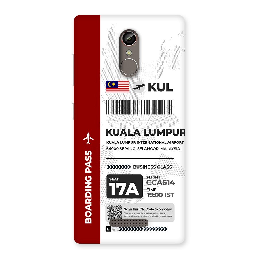 International Boarding Pass Kuala Lumpur Back Case for Gionee S6s