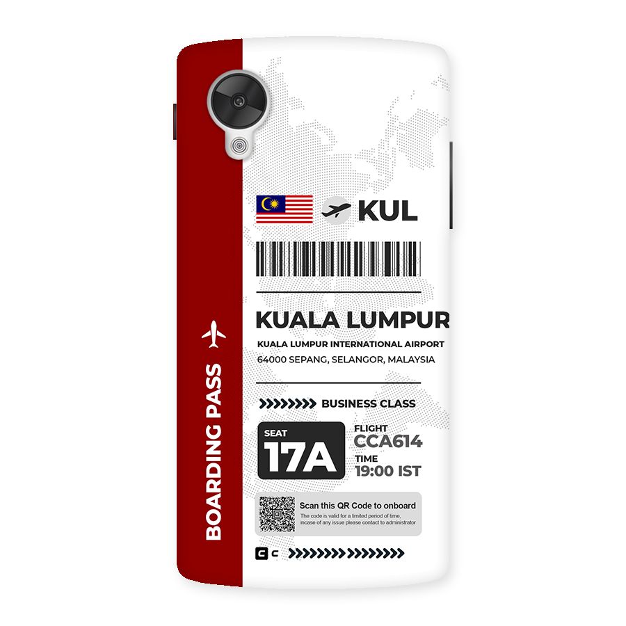 International Boarding Pass Kuala Lumpur Back Case for Google Nexus 5