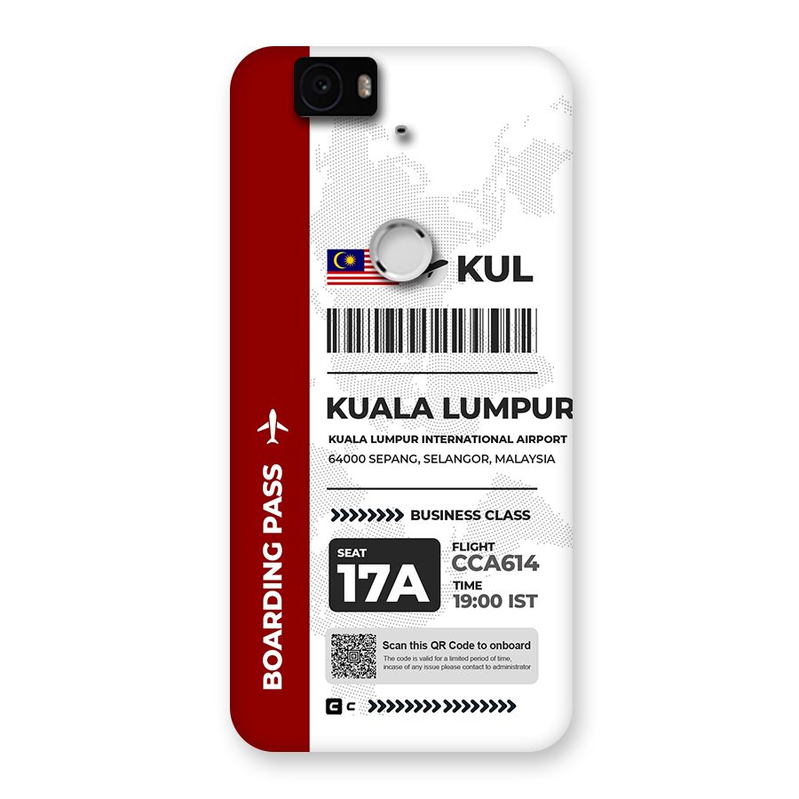 International Boarding Pass Kuala Lumpur Back Case for Google Nexus 6P