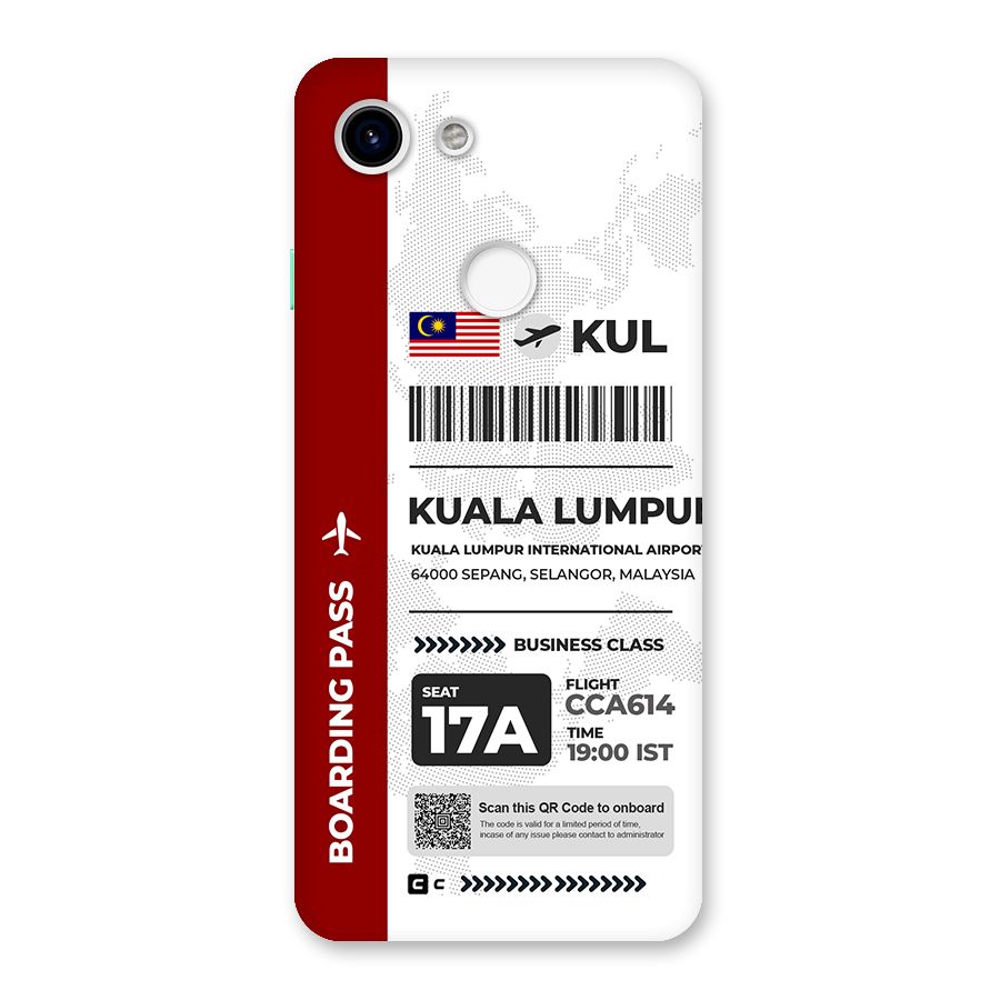 International Boarding Pass Kuala Lumpur Back Case for Google Pixel 3