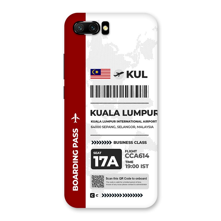 International Boarding Pass Kuala Lumpur Back Case for Honor 10