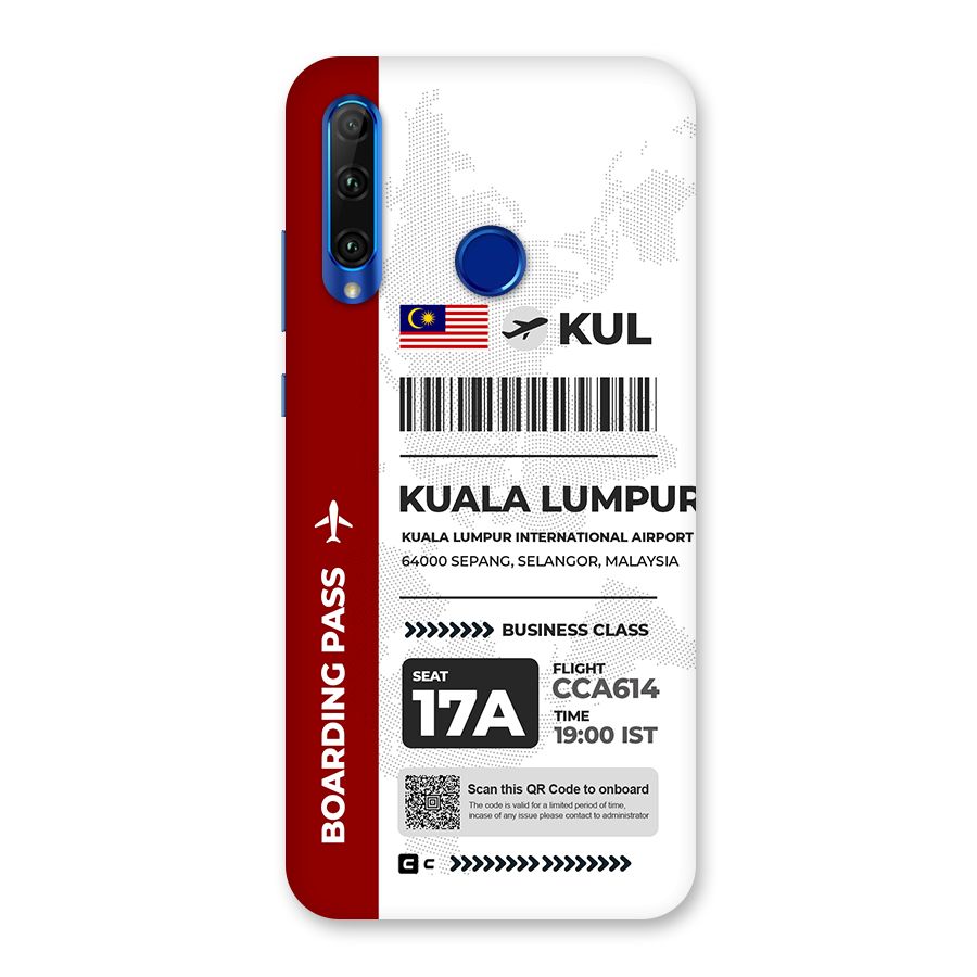 International Boarding Pass Kuala Lumpur Back Case for Honor 20i