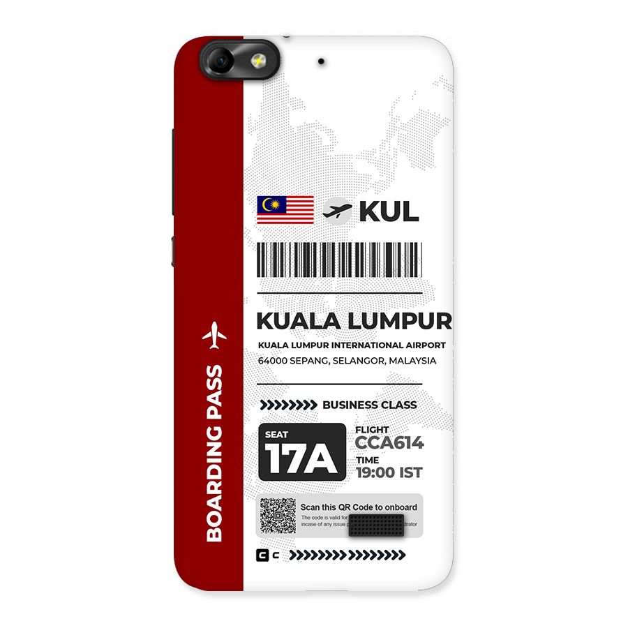 International Boarding Pass Kuala Lumpur Back Case for Honor 4C