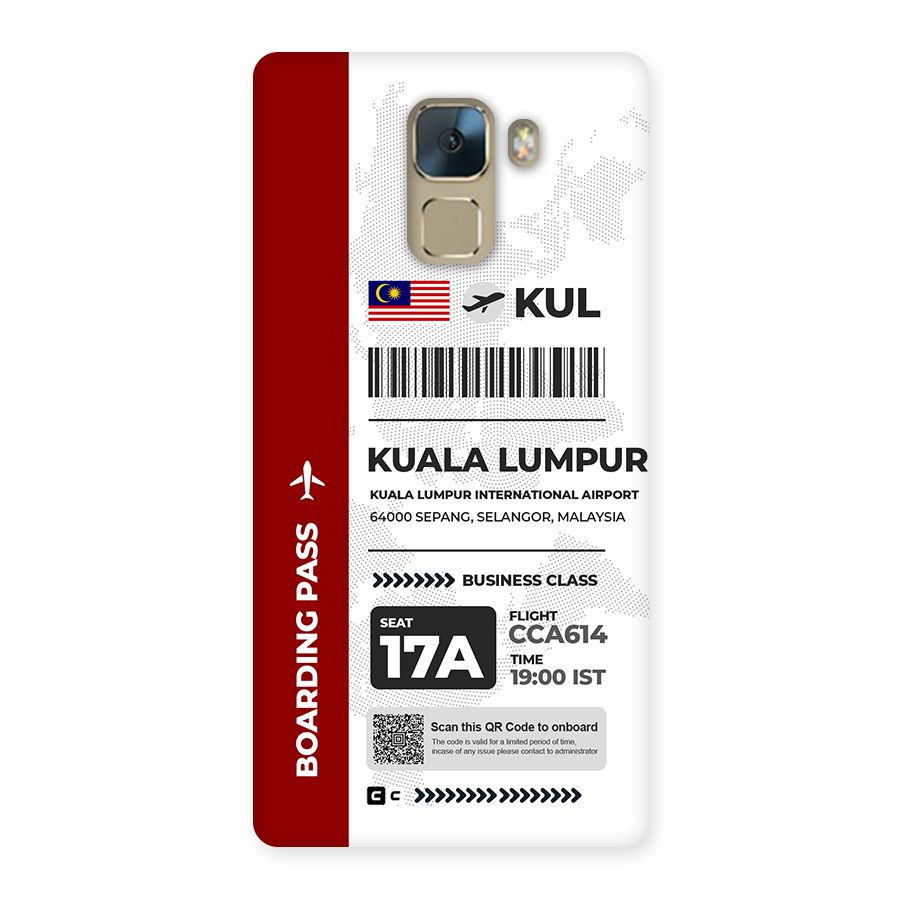 International Boarding Pass Kuala Lumpur Back Case for Honor 7