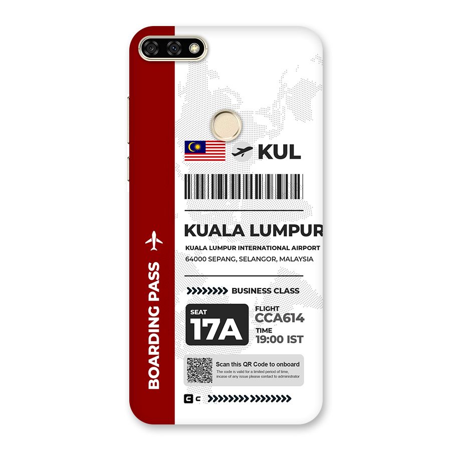 International Boarding Pass Kuala Lumpur Back Case for Honor 7A