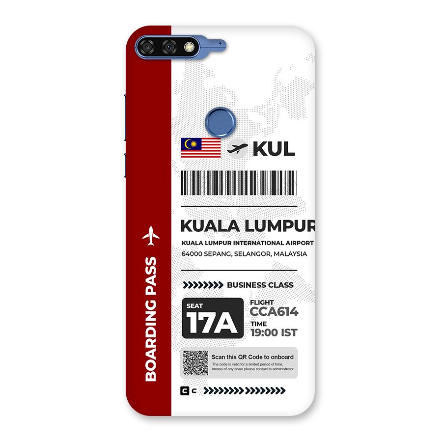 International Boarding Pass Kuala Lumpur Back Case for Honor 7C
