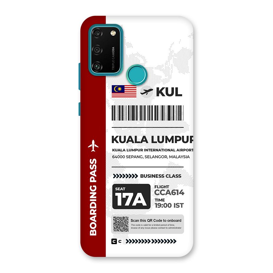 International Boarding Pass Kuala Lumpur Back Case for Honor 9A
