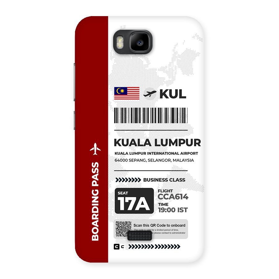 International Boarding Pass Kuala Lumpur Back Case for Honor Bee