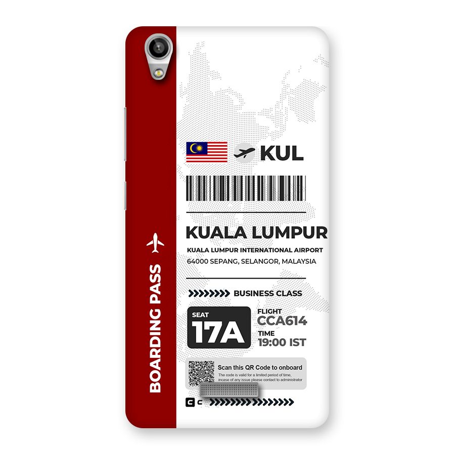 International Boarding Pass Kuala Lumpur Back Case for Lava Pixel V1