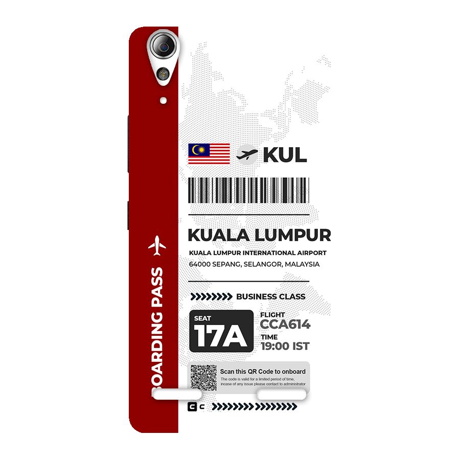 International Boarding Pass Kuala Lumpur Back Case for Lenovo A6000