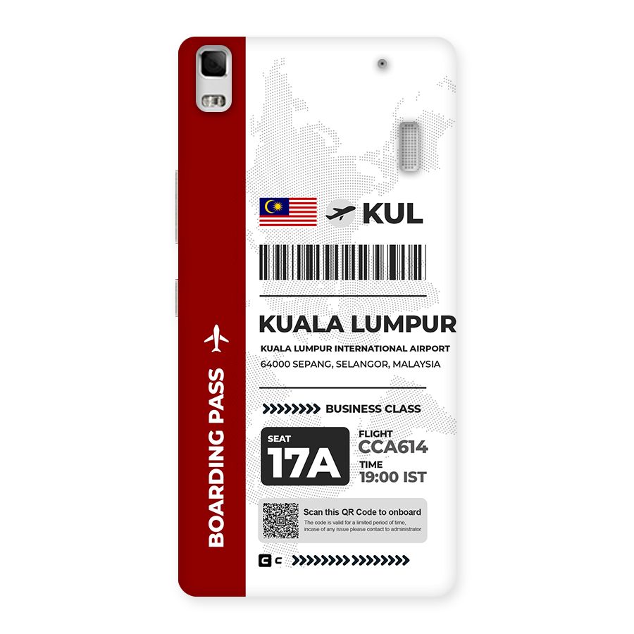 International Boarding Pass Kuala Lumpur Back Case for Lenovo A7000