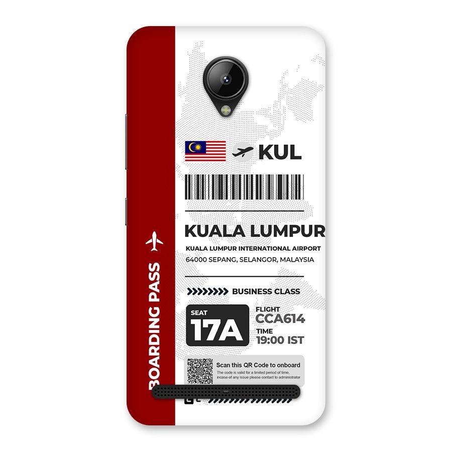 International Boarding Pass Kuala Lumpur Back Case for Lenovo C2
