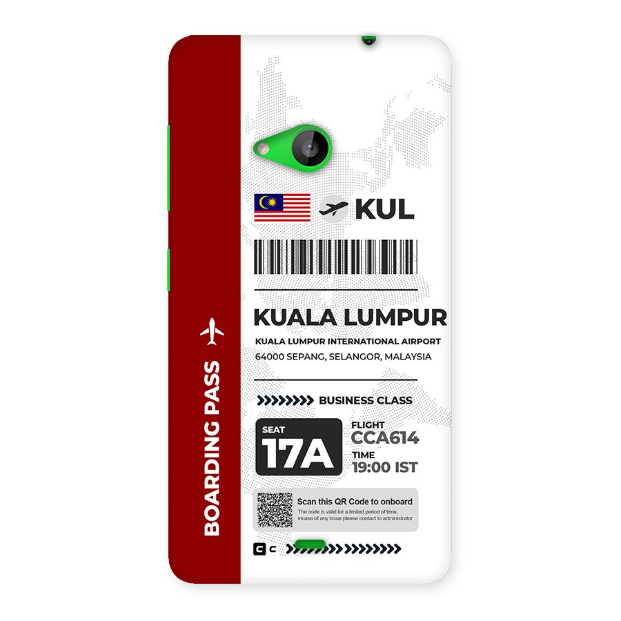 International Boarding Pass Kuala Lumpur Back Case for Lumia 535