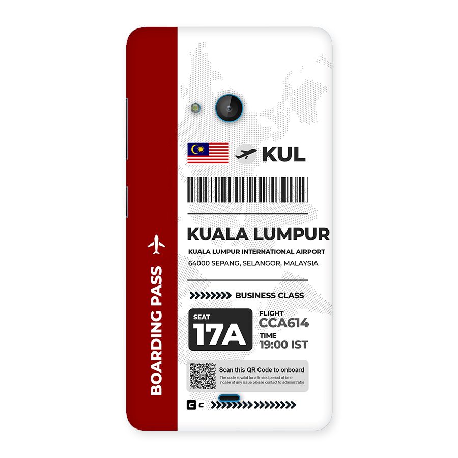 International Boarding Pass Kuala Lumpur Back Case for Lumia 540