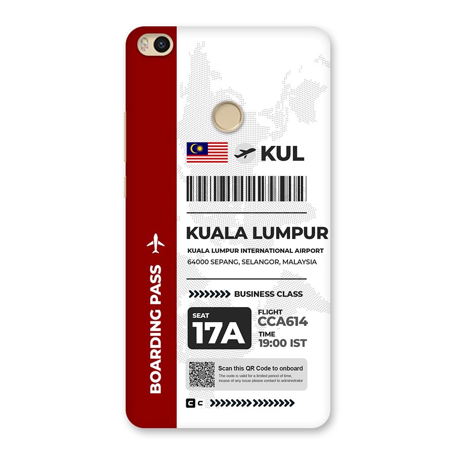 International Boarding Pass Kuala Lumpur Back Case for Mi Max 2