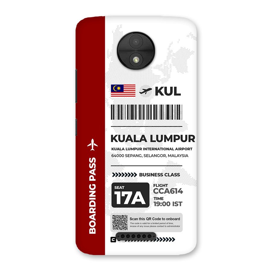 International Boarding Pass Kuala Lumpur Back Case for Moto C