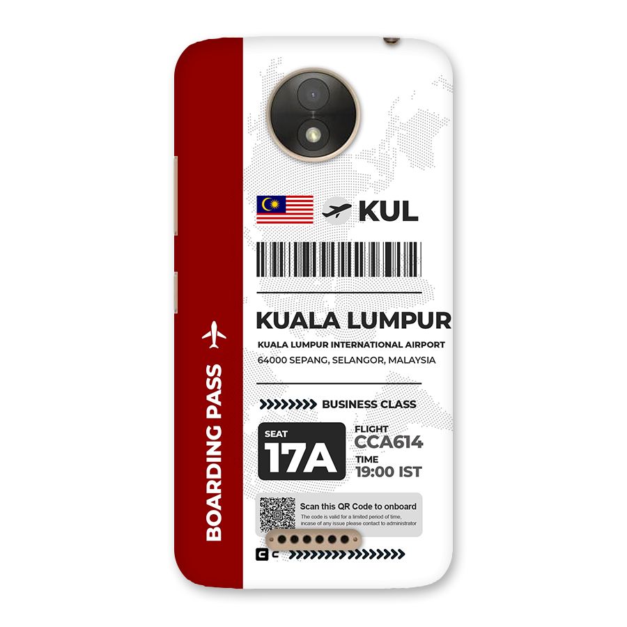 International Boarding Pass Kuala Lumpur Back Case for Moto C Plus