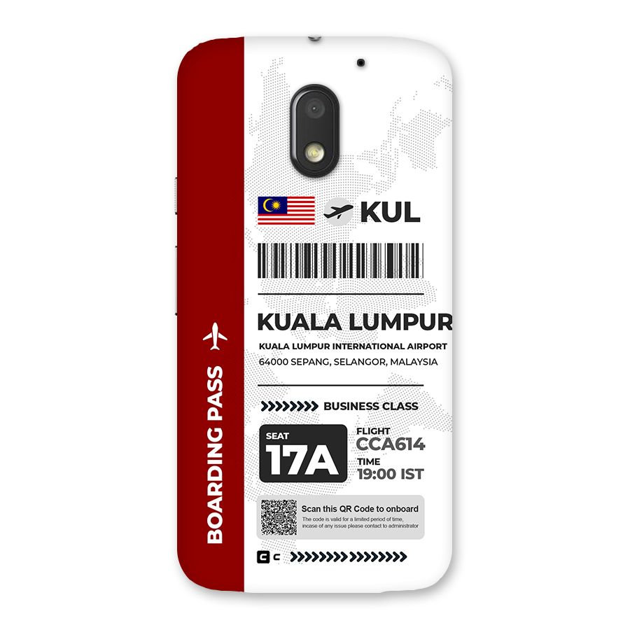 International Boarding Pass Kuala Lumpur Back Case for Moto E3 Power