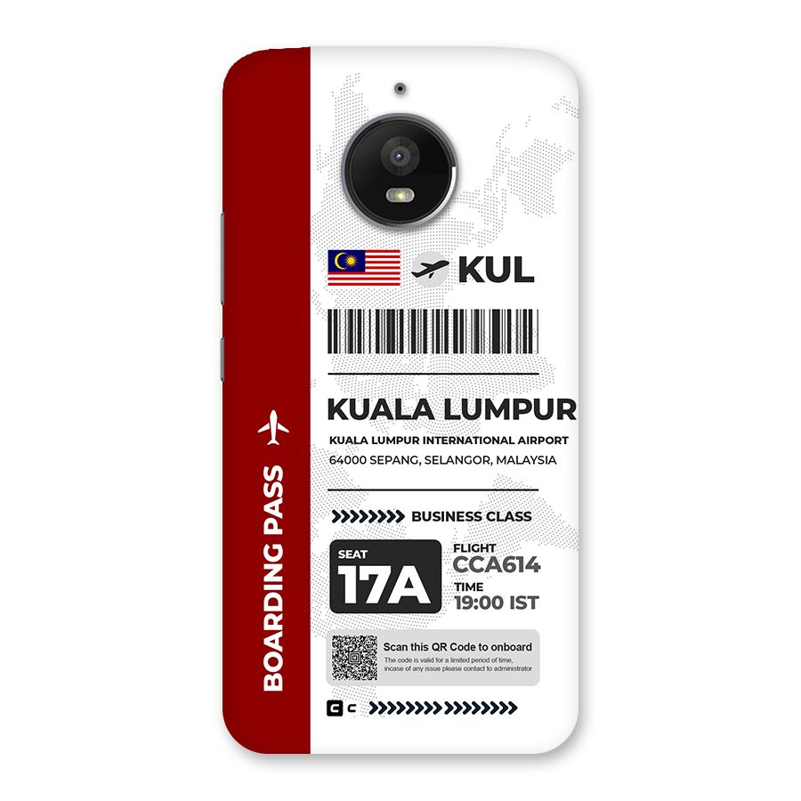 International Boarding Pass Kuala Lumpur Back Case for Moto E4 Plus