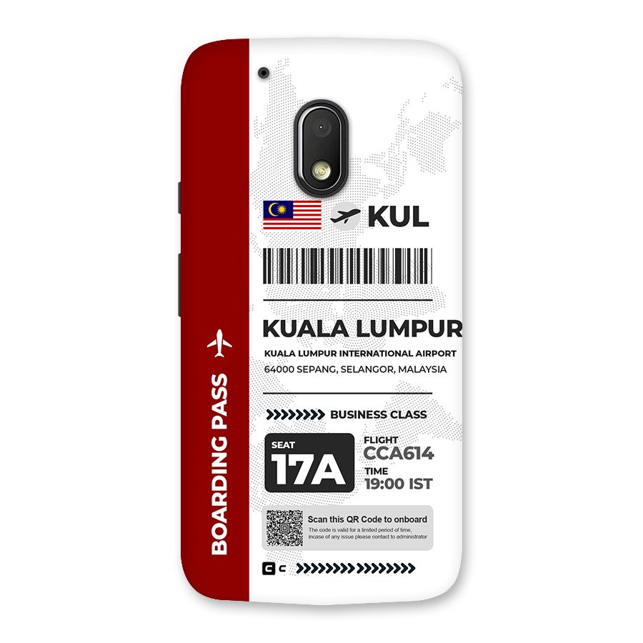 International Boarding Pass Kuala Lumpur Back Case for Moto G4 Play