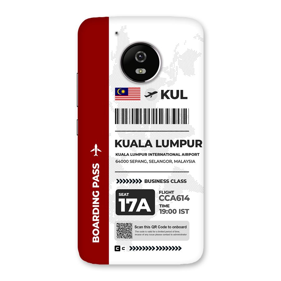 International Boarding Pass Kuala Lumpur Back Case for Moto G5