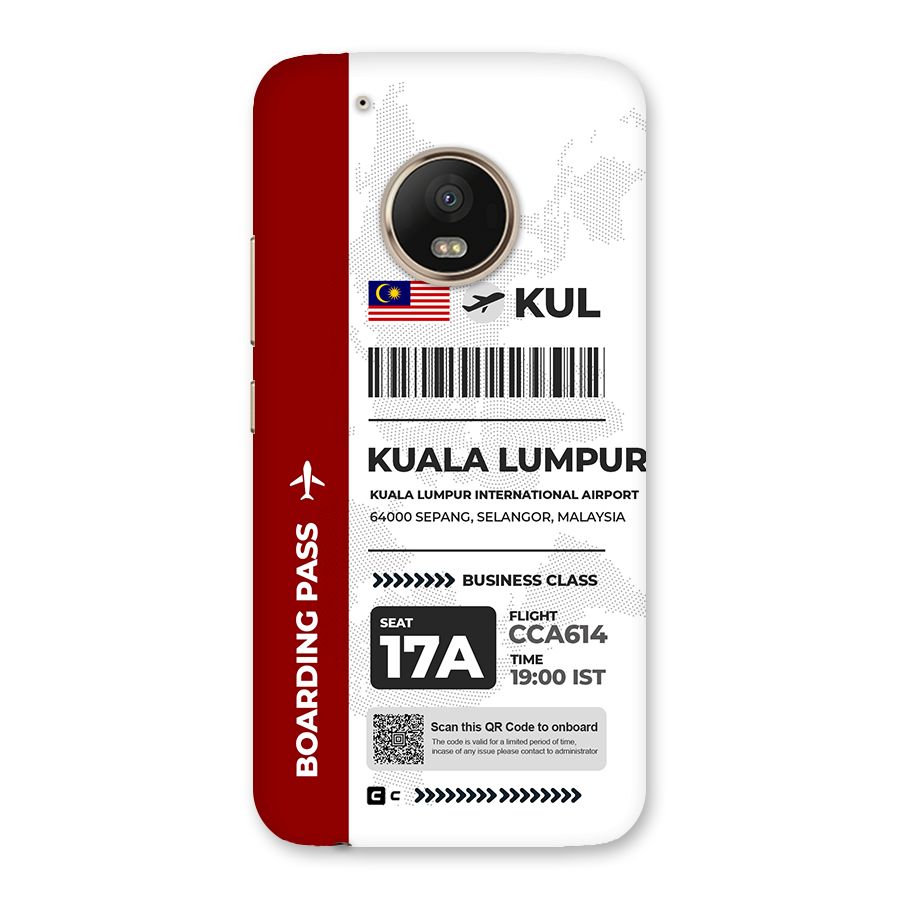 International Boarding Pass Kuala Lumpur Back Case for Moto G5 Plus