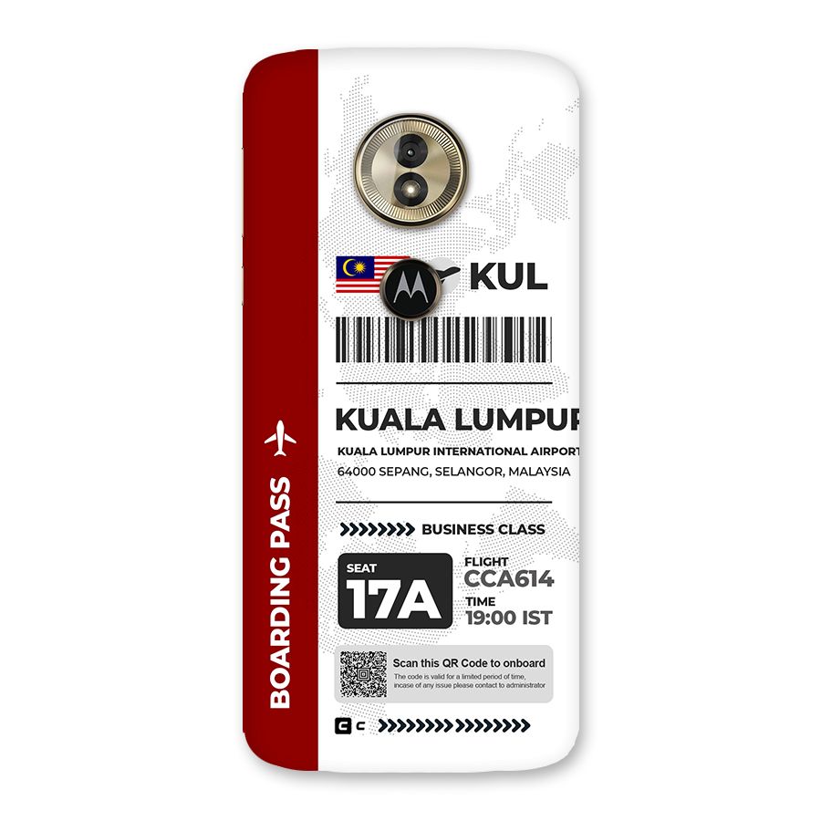 International Boarding Pass Kuala Lumpur Back Case for Moto G6 Play