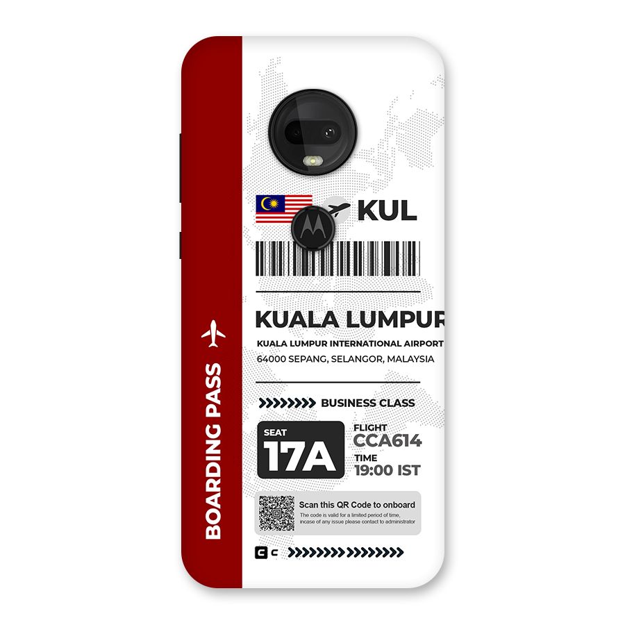 International Boarding Pass Kuala Lumpur Back Case for Moto G7