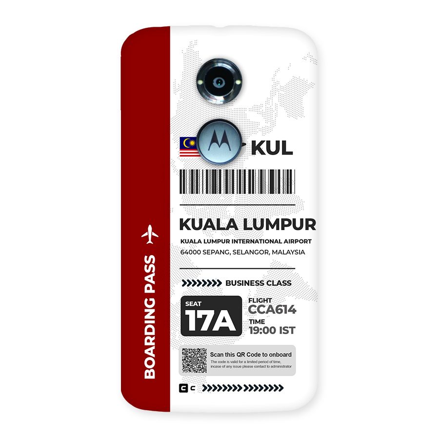 International Boarding Pass Kuala Lumpur Back Case for Moto X2