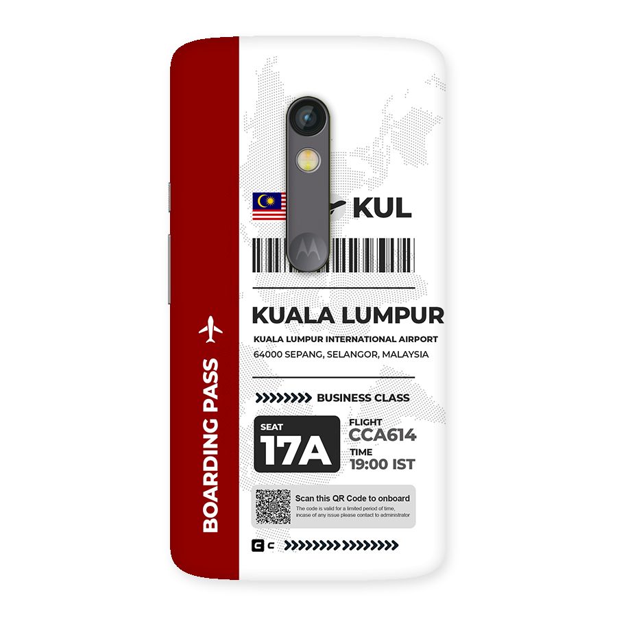 International Boarding Pass Kuala Lumpur Back Case for Moto X Play
