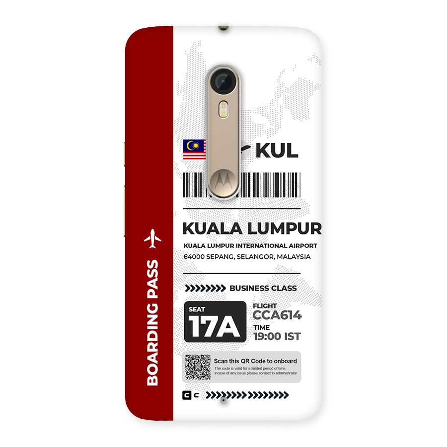 International Boarding Pass Kuala Lumpur Back Case for Moto X Style