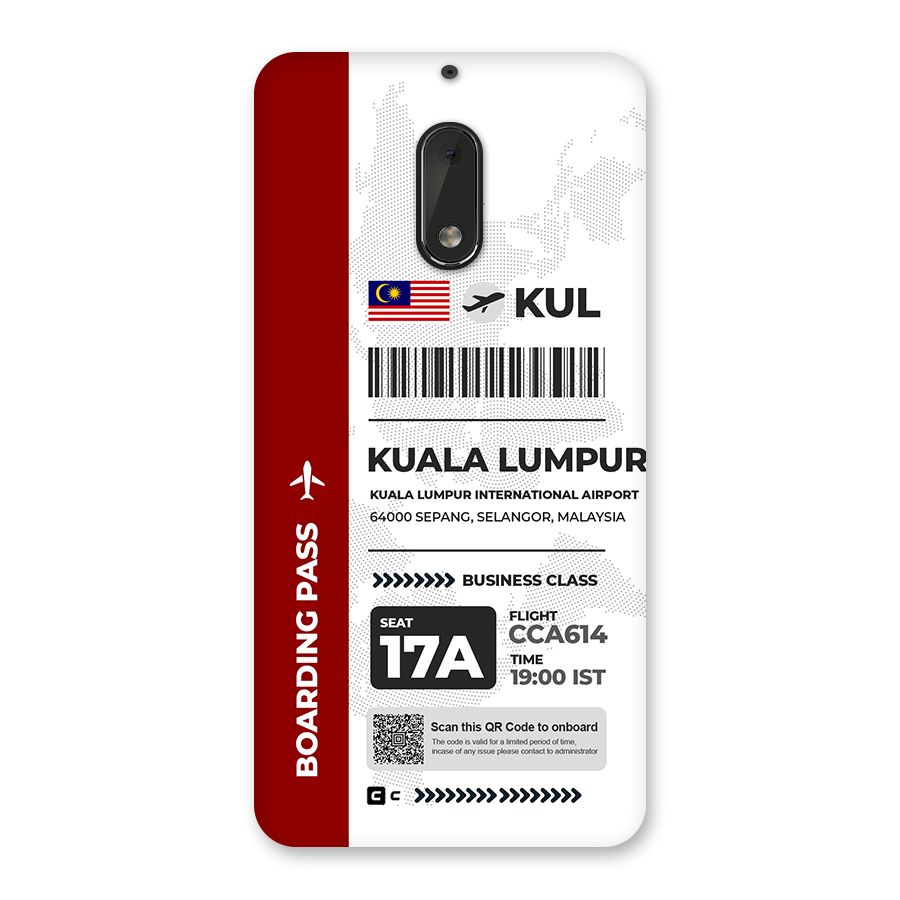 International Boarding Pass Kuala Lumpur Back Case for Nokia 6