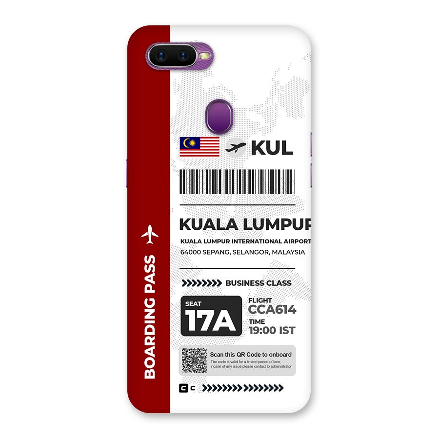 International Boarding Pass Kuala Lumpur Back Case for Oppo F9