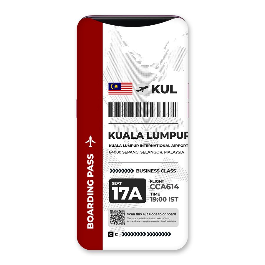 International Boarding Pass Kuala Lumpur Back Case for Oppo Find X