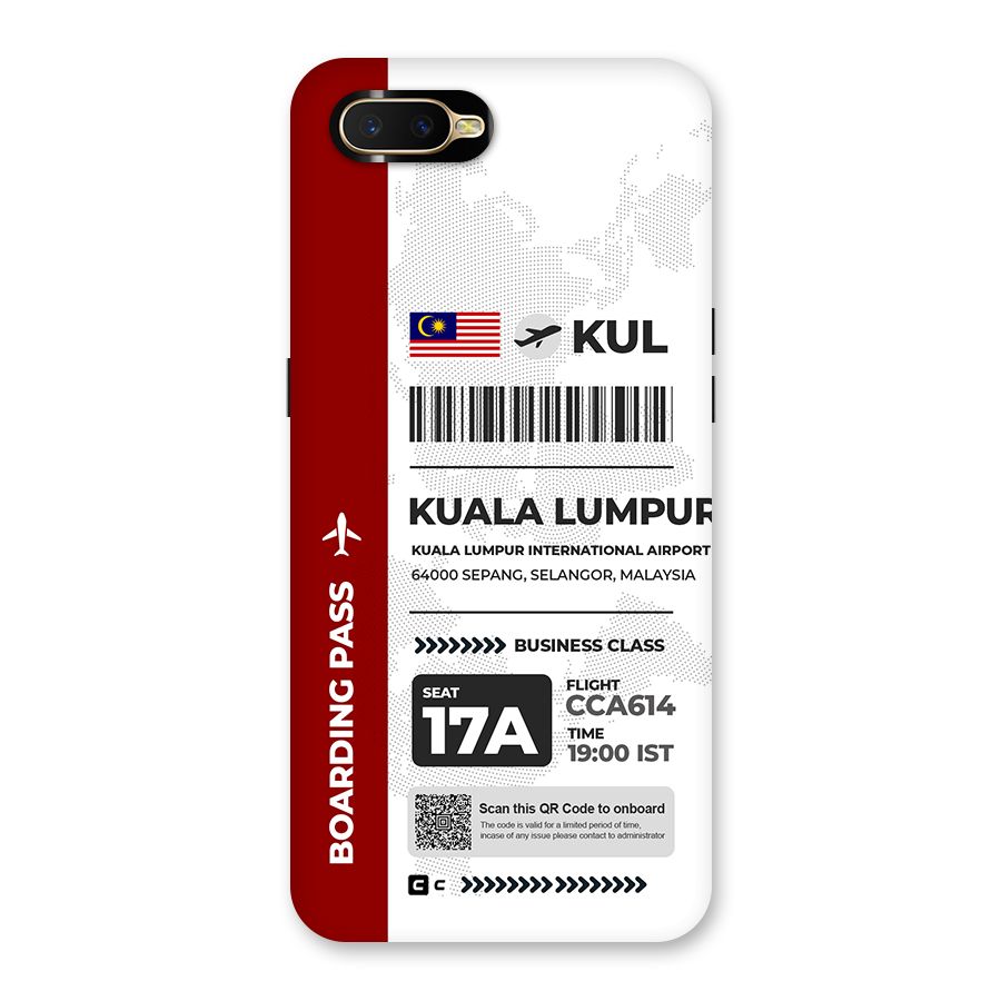 International Boarding Pass Kuala Lumpur Back Case for Oppo K1