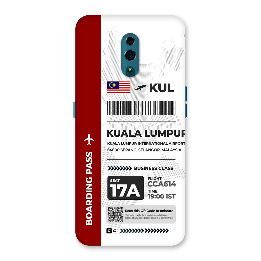 International Boarding Pass Kuala Lumpur Back Case for Oppo Reno