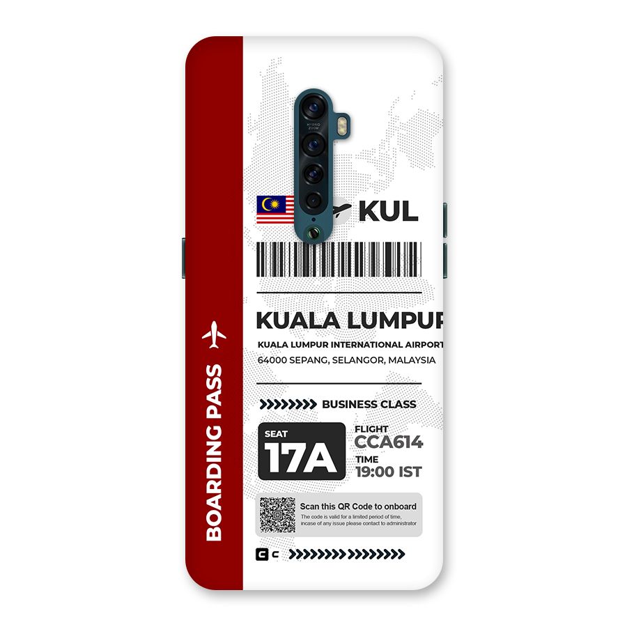 International Boarding Pass Kuala Lumpur Back Case for Oppo Reno2