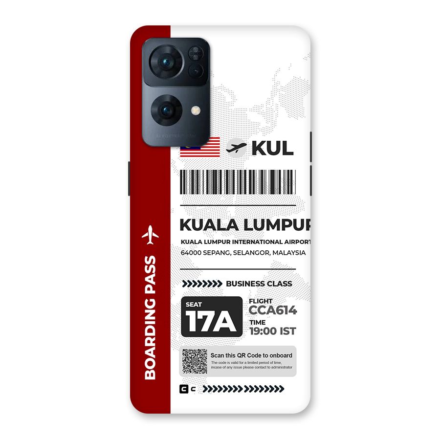 International Boarding Pass Kuala Lumpur Back Case for Oppo Reno7 Pro 5G
