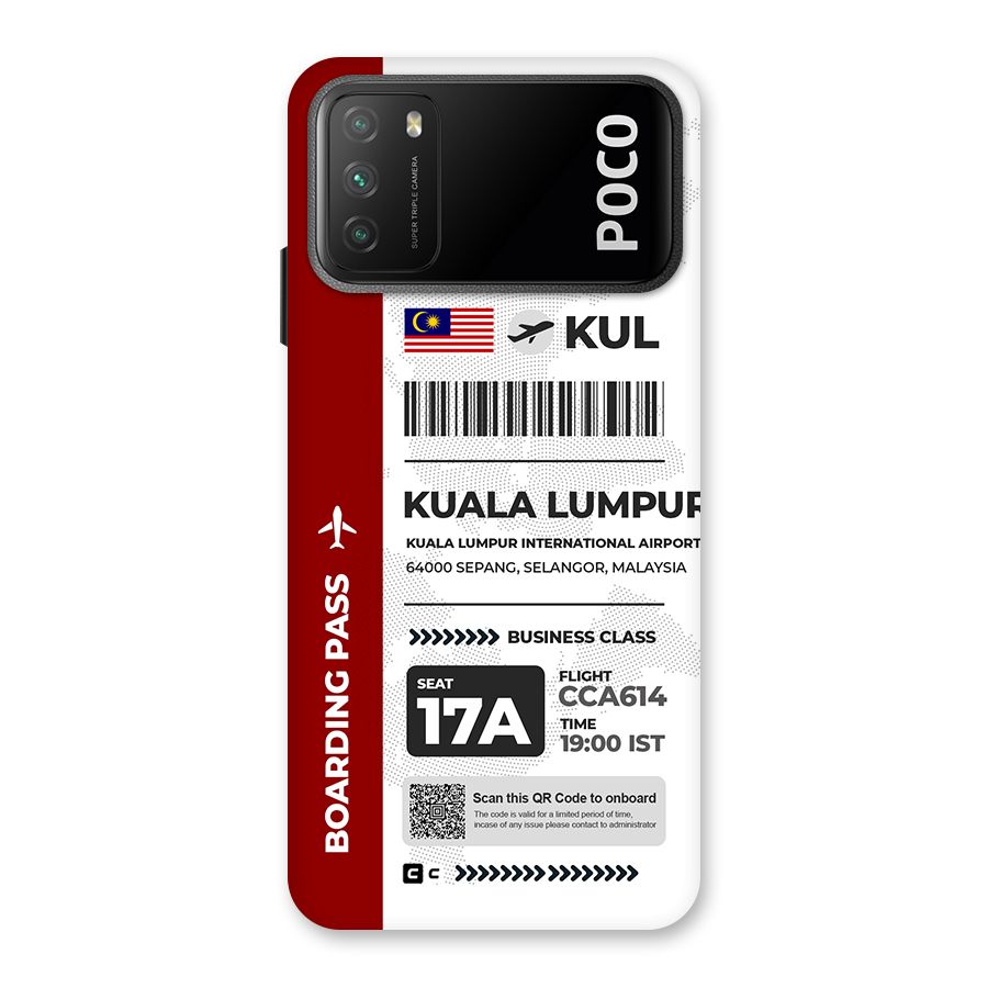 International Boarding Pass Kuala Lumpur Back Case for Poco M3