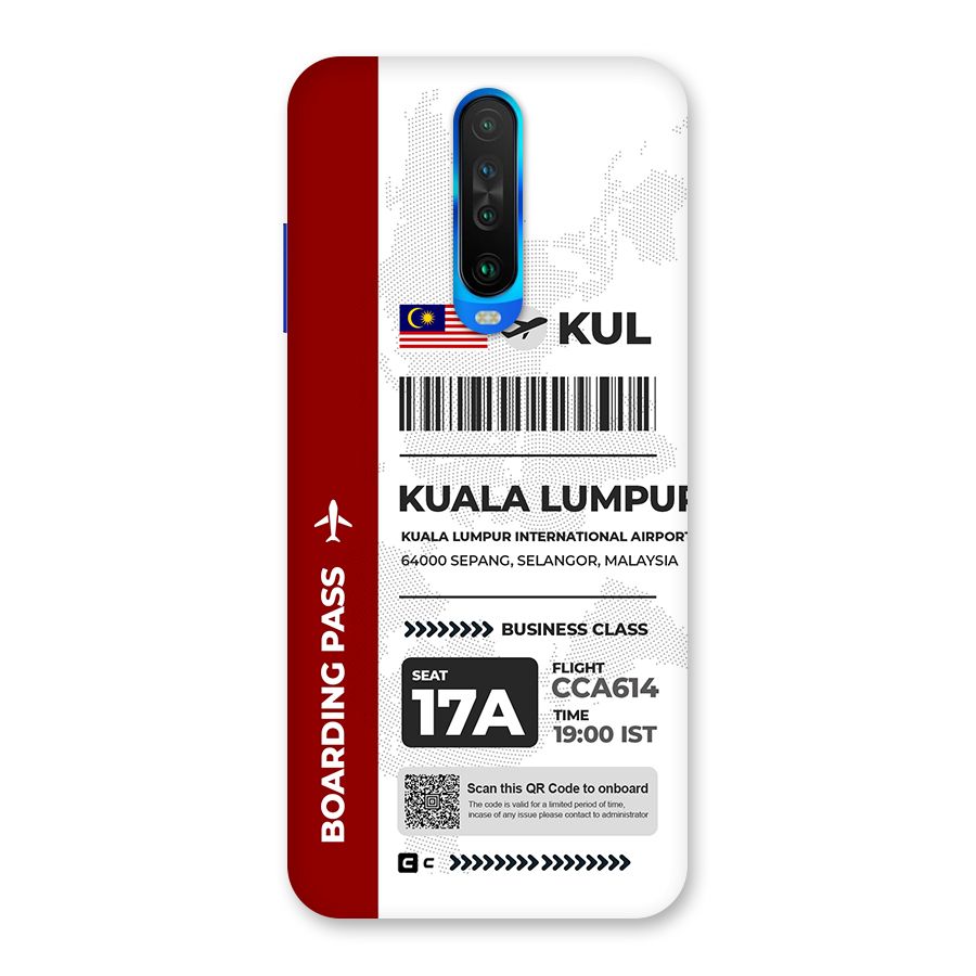 International Boarding Pass Kuala Lumpur Back Case for Poco X2