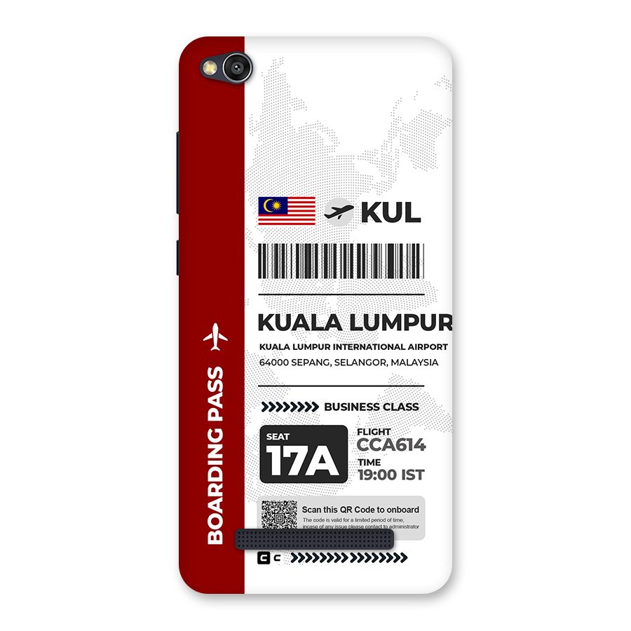 International Boarding Pass Kuala Lumpur Back Case for Redmi 4A