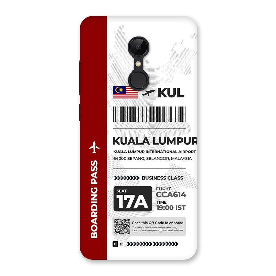 International Boarding Pass Kuala Lumpur Back Case for Redmi 5