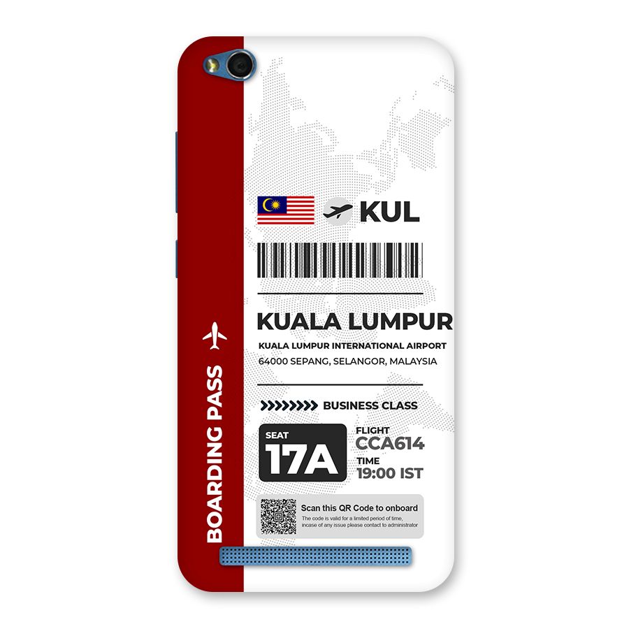 International Boarding Pass Kuala Lumpur Back Case for Redmi 5A